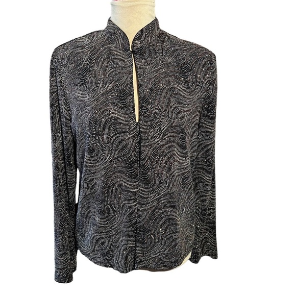 MSK Tops - MSK Women's Two-Piece Cardigan & Tank Set Black/Green/Gold Metallic Size Large